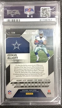 2016 Panini Prizm 238 Ezekiel Elliott Green Prizm PSA 9