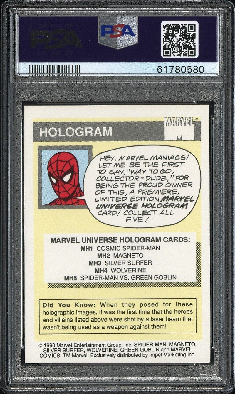 1990 Marvel Universe Hologram Mh3 Silver Surfer PSA