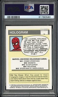 1990 Marvel Universe Hologram Mh3 Silver Surfer PSA