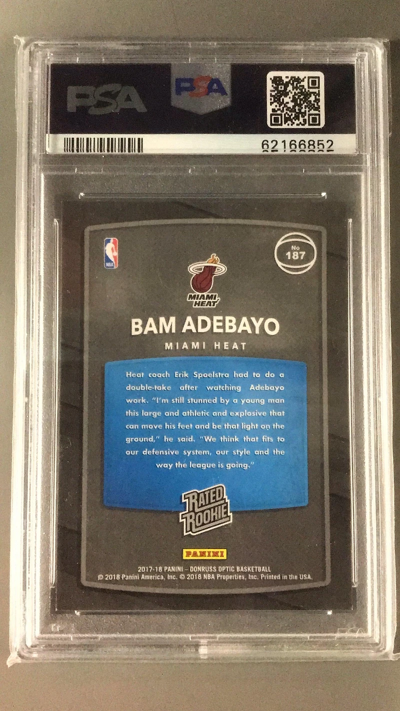 2017 Panini Donruss Optic 187 Bam Adebayo PSA 9
