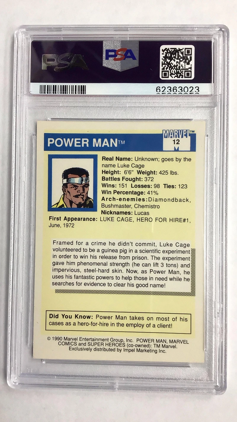 1990 Marvel Universe 12 Power Man PSA 10