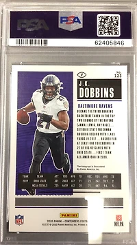 2020 Panini Contenders 123 J.k. Dobbins Team Helmet-autograph-red Zone PSA 10
