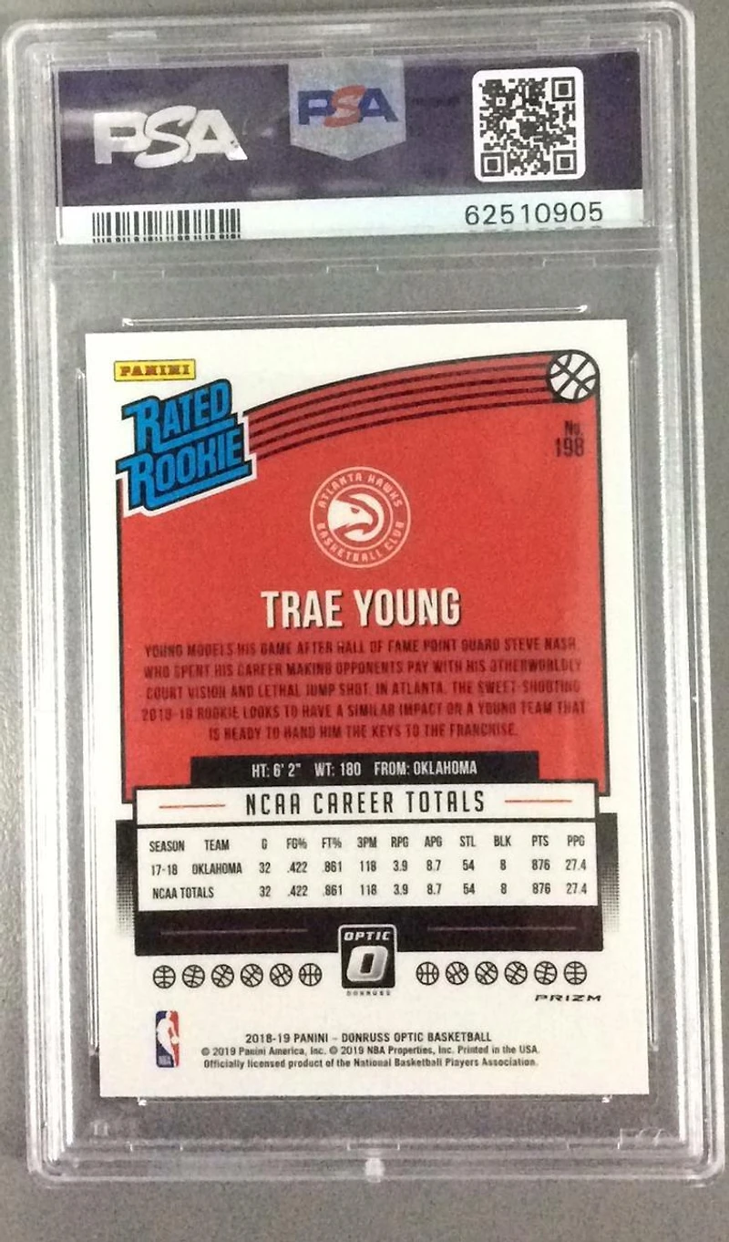 2018 Panini Donruss Optic 198 Trae Young Blue Velocity PSA 9