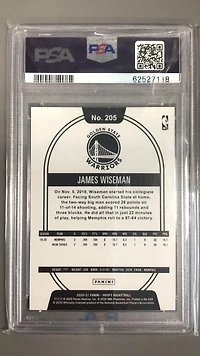 2020 Panini Hoops 205 James Wiseman Purple Explosion PSA 10