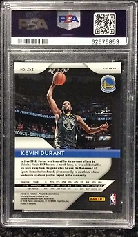 2018 Panini Prizm 252 Kevin Durant Red/white/blue Prizm PSA 10