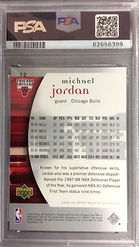 2005 Sp Authentic 12 Michael Jordan PSA 10