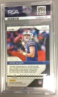 2018 Panini Prizm 205 Josh Allen Hyper Prizm PSA 9
