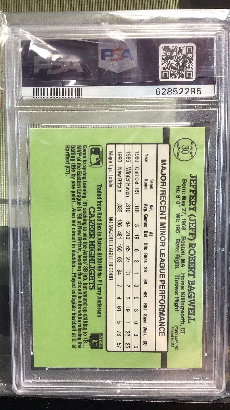 1991 Donruss Rookies 30 Jeff Bagwell PSA 10