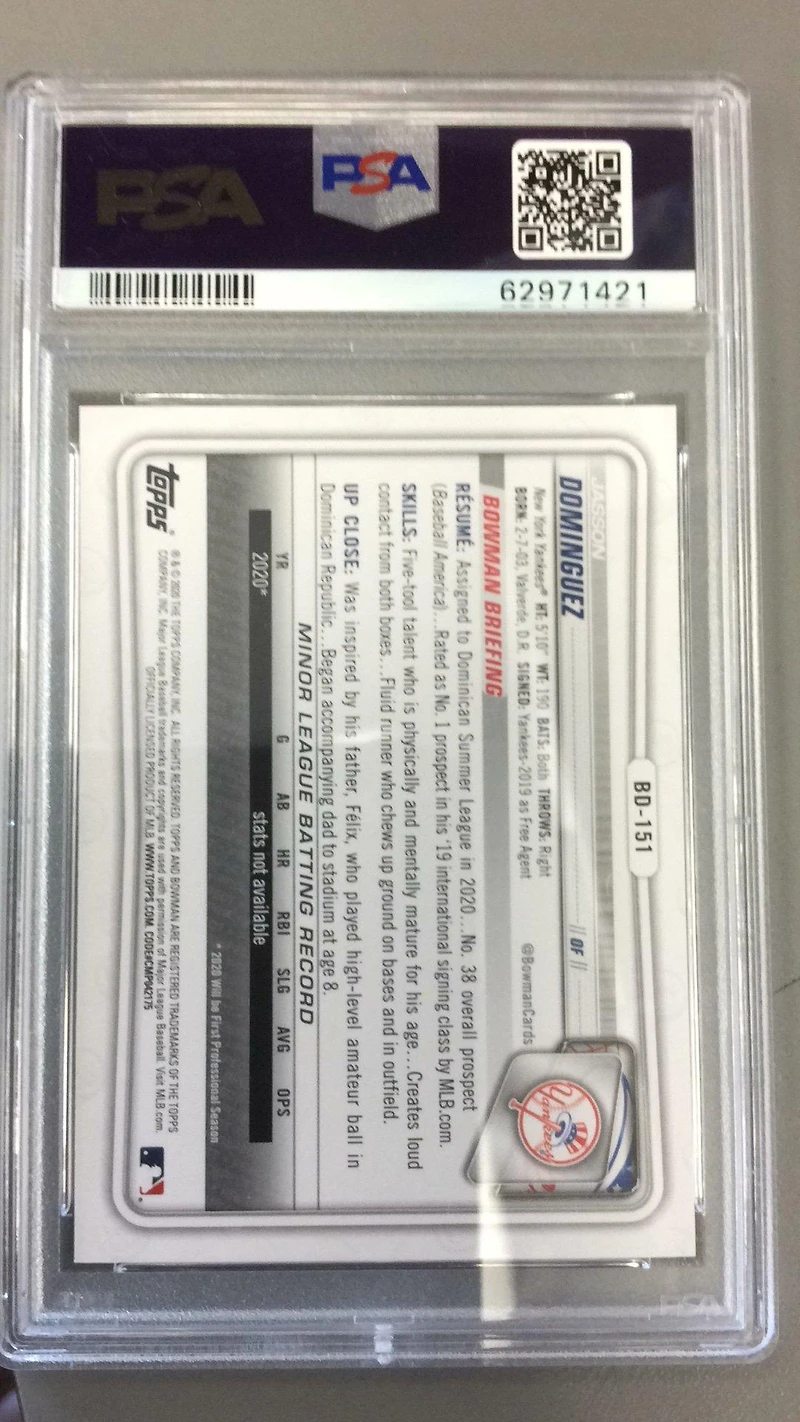 2020 Bowman Draft Bd151 Jasson Dominguez PSA 10