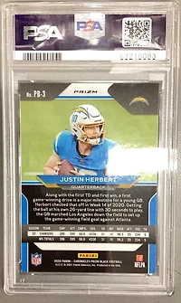 2020 Panini Chronicles Prizm Black Pb3 Justin Herbert Silver PSA