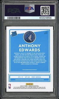 2020 Panini Donruss 201 Anthony Edwards Laser PSA 10