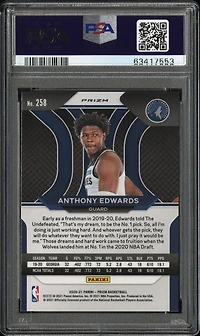 2020 Panini Prizm 258 Anthony Edwards Silver Prizm PSA