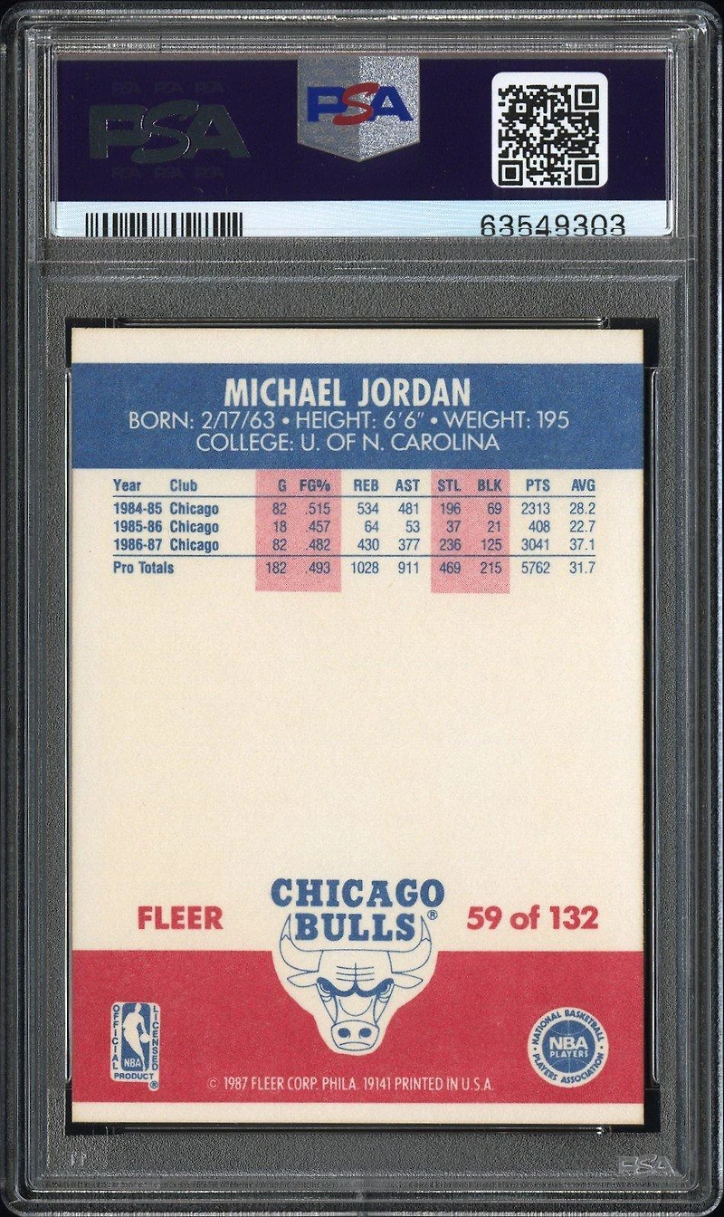 1987 Fleer 59 Michael Jordan PSA 8