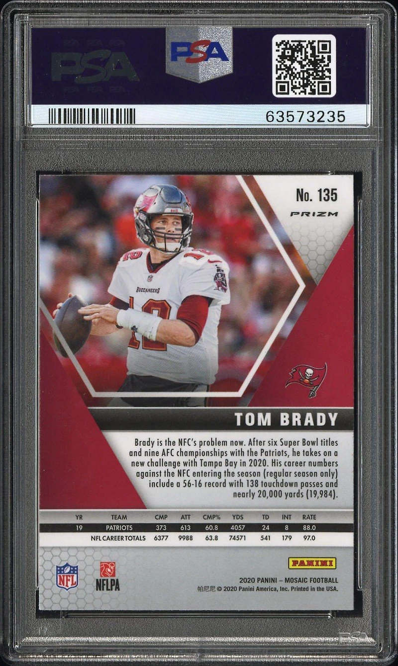 2020 Panini Mosaic 135 Tom Brady PSA 10