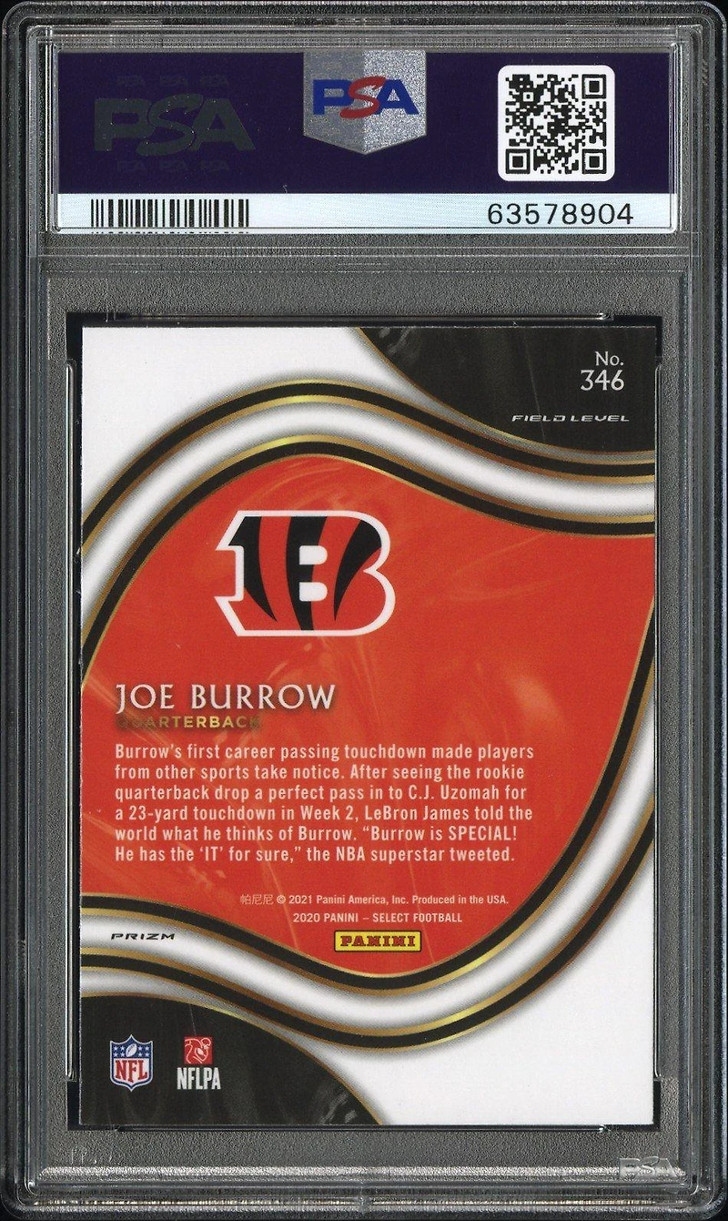 2020 Panini Select Joe Burrow Silver Prizm PSA 10