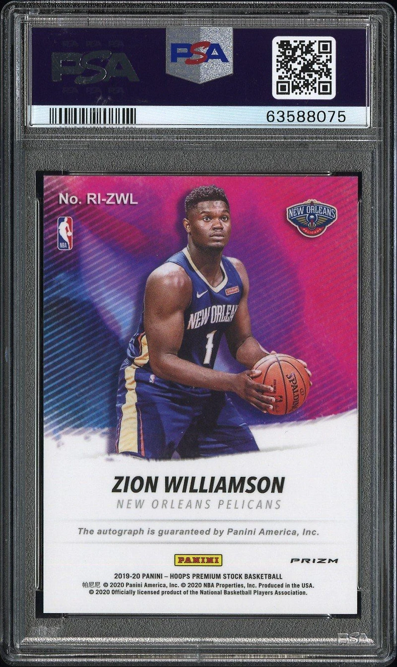 2019 Panini Hoops Premium Stock Rookie Ink Zwl Zion Williamson PSA 10