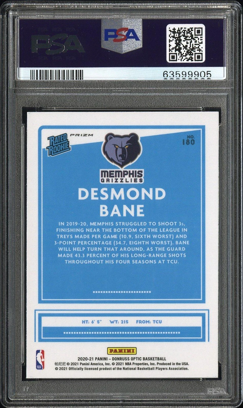 2020 Panini Donruss Optic 180 Desmond Bane Photon PSA 8