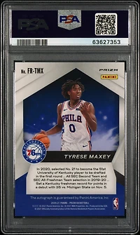 2020 Panini Prizm Fast Break Rookie Autographs Frtmx Tyrese Maxey PSA