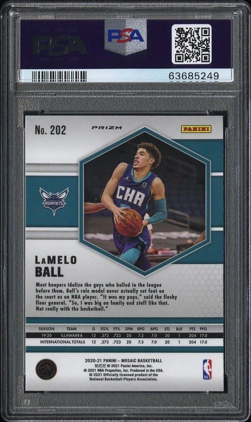 2020 Panini Mosaic 202 Lamelo Ball Camo Pink PSA 10