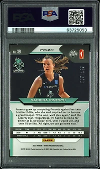 2021 Panini Prizm Wnba 39 Sabrina Ionescu Blue Prizm PSA 9