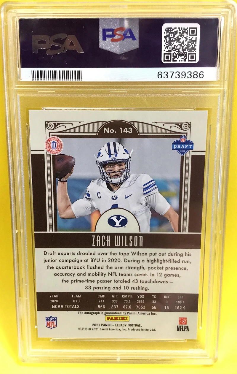 2021 Panini Legacy 143 Zach Wilson Autograph PSA 10
