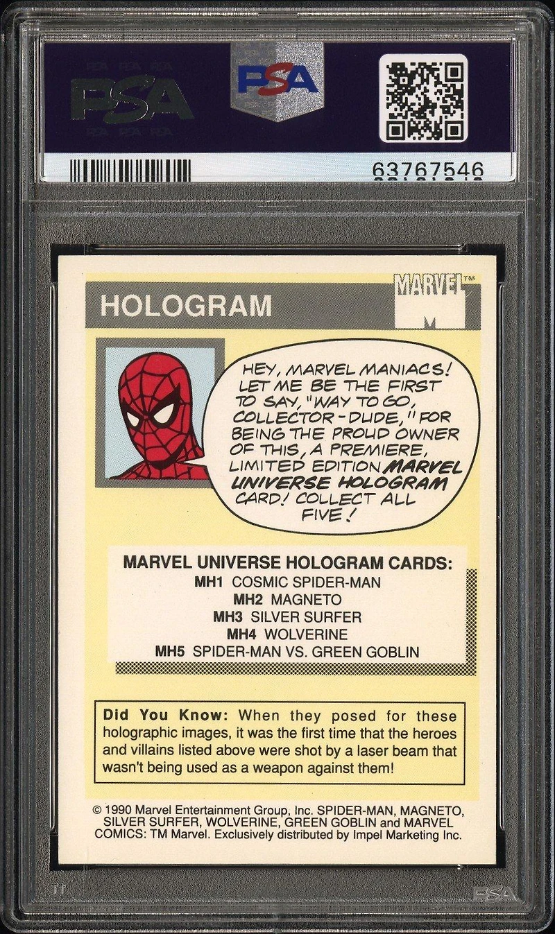 1990 Marvel Universe Hologram Mh4 Wolverine PSA