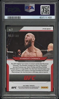 2021 Panini Prizm Ufc 7 Khamzat Chimaev Blue Prizm PSA 9