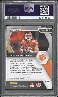 2021 Panini Prizm Draft Picks 106 Trevor Lawrence Orange Ice PSA 10