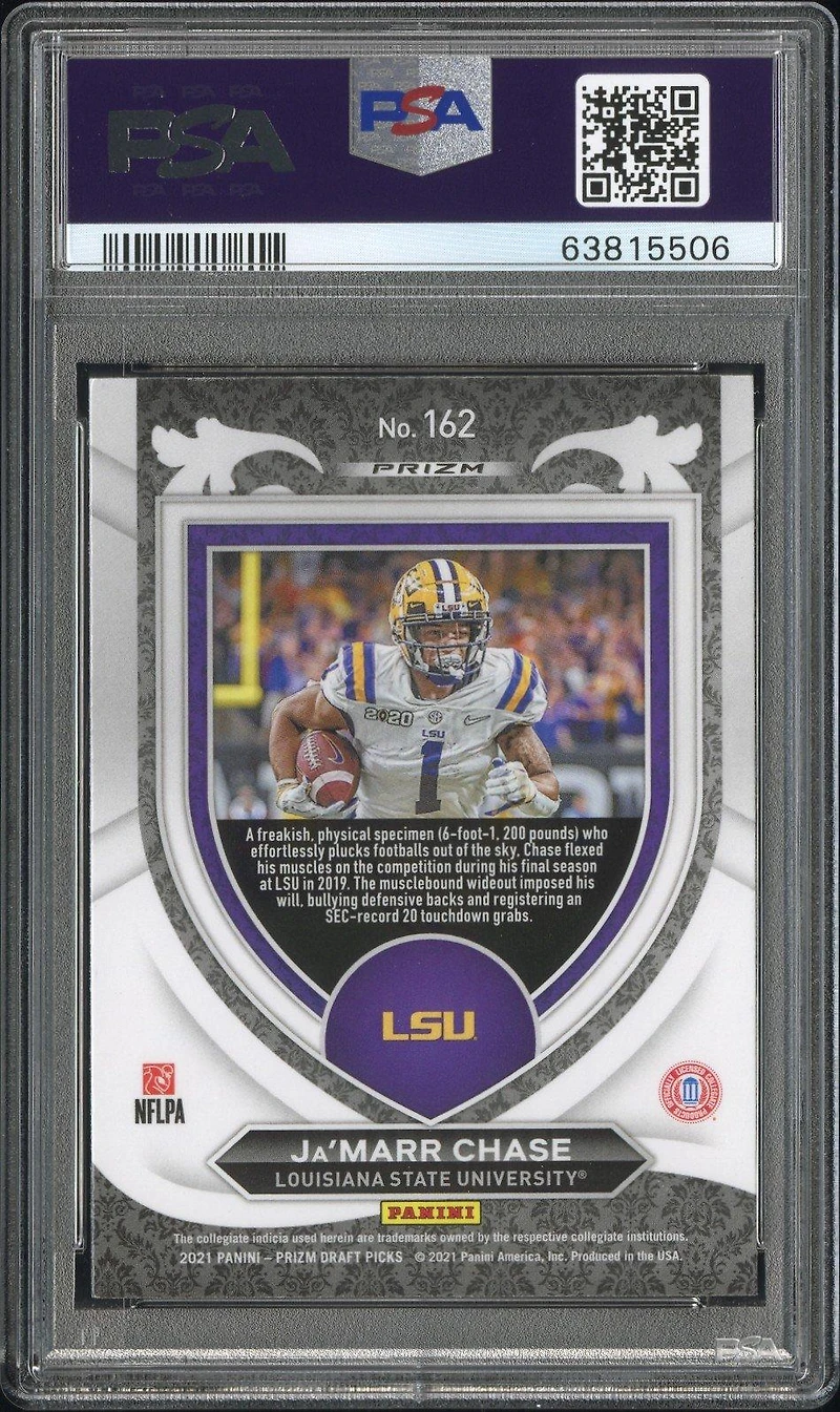 2021 Panini Prizm Draft Picks 162 Ja'marr Chase Green Wave PSA 10