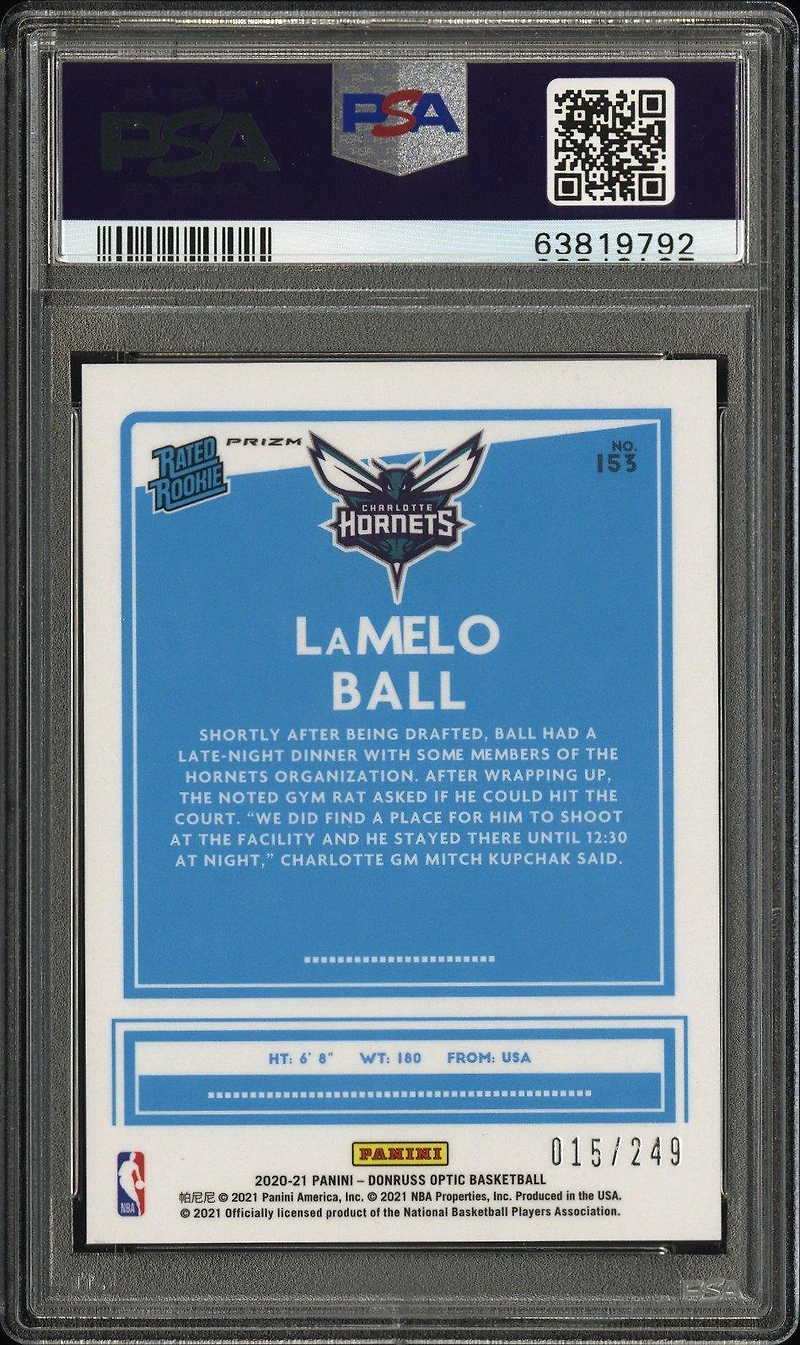 2020 Panini Donruss Optic 153 Lamelo Ball Premium Box Set PSA 10