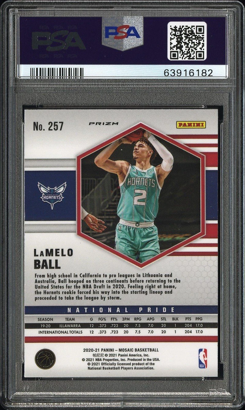 2020 Panini Mosaic 257 Lamelo Ball Camo Pink PSA 10
