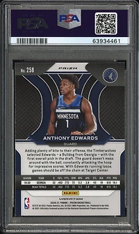 2020 Panini Prizm 258 Anthony Edwards Variation-fast Break PSA 9