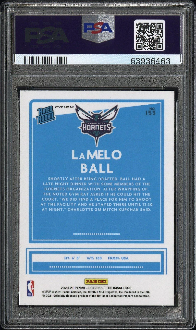 2020 Panini Donruss Optic 153 Lamelo Ball Blue Velocity PSA 10