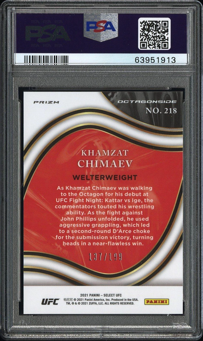 2021 Panini Select Ufc Khamzat Chimaev Red Disco Prizm PSA
