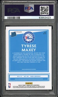 2020 Panini Donruss Optic 171 Tyrese Maxey Green Pulsar PSA 10