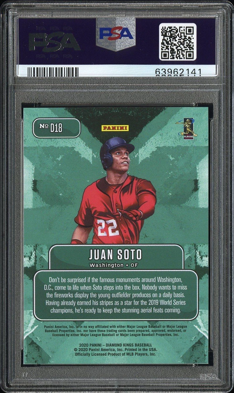 2020 Panini Diamond Kings Downtown D18 Juan Soto PSA 10