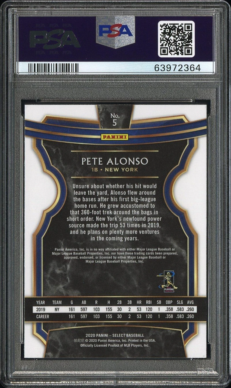 2020 Panini Select 5 Pete Alonso PSA 10
