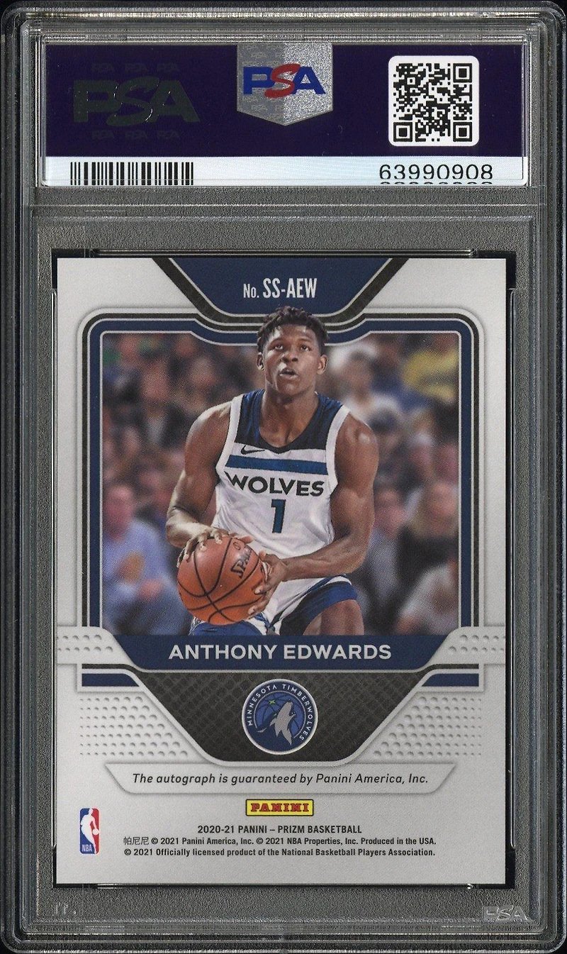 2020 Panini Prizm Sensational Signatures Ssaew Anthony Edwards PSA 9