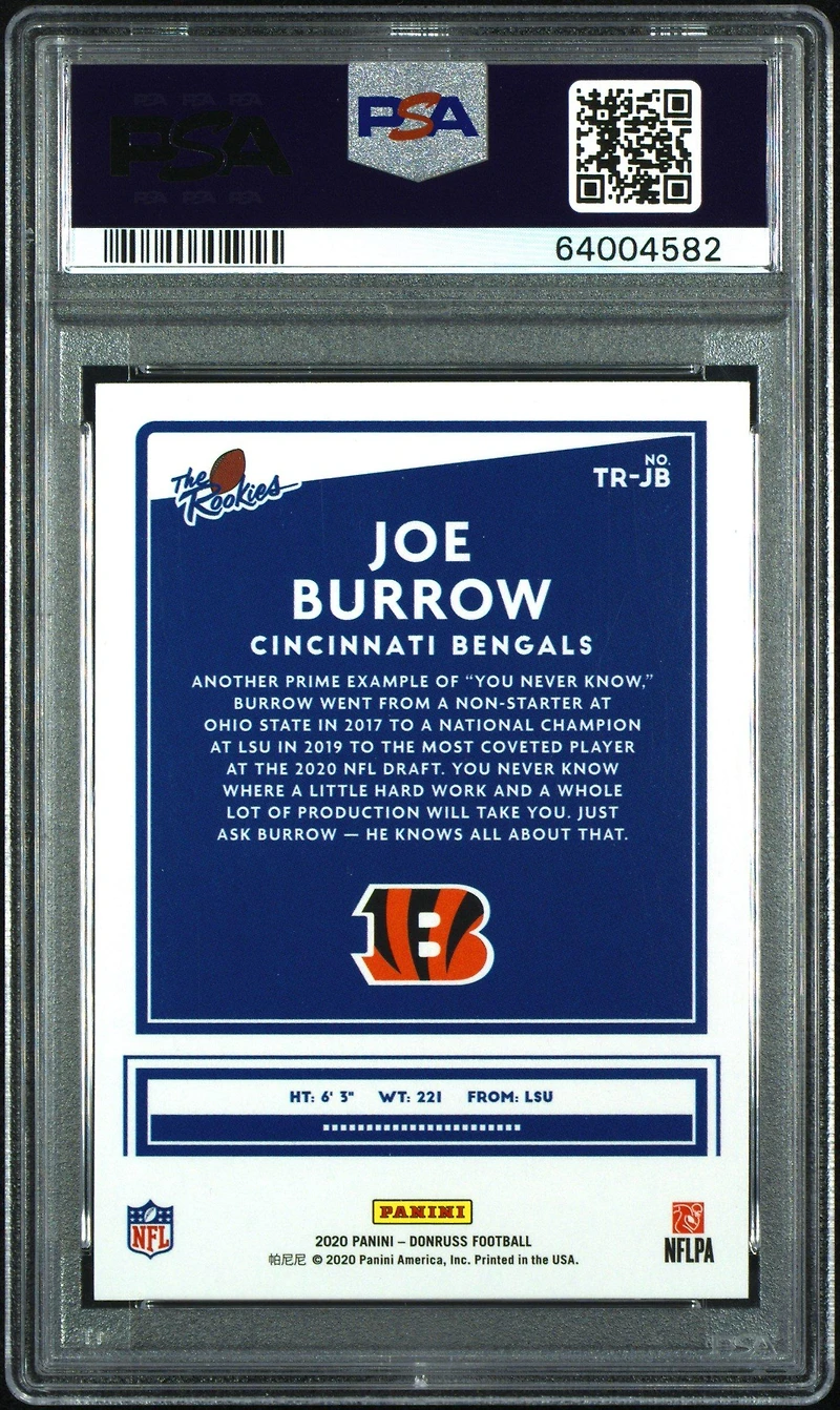 2020 Panini Donruss The Rookies Tr-jb Joe Burrow PSA