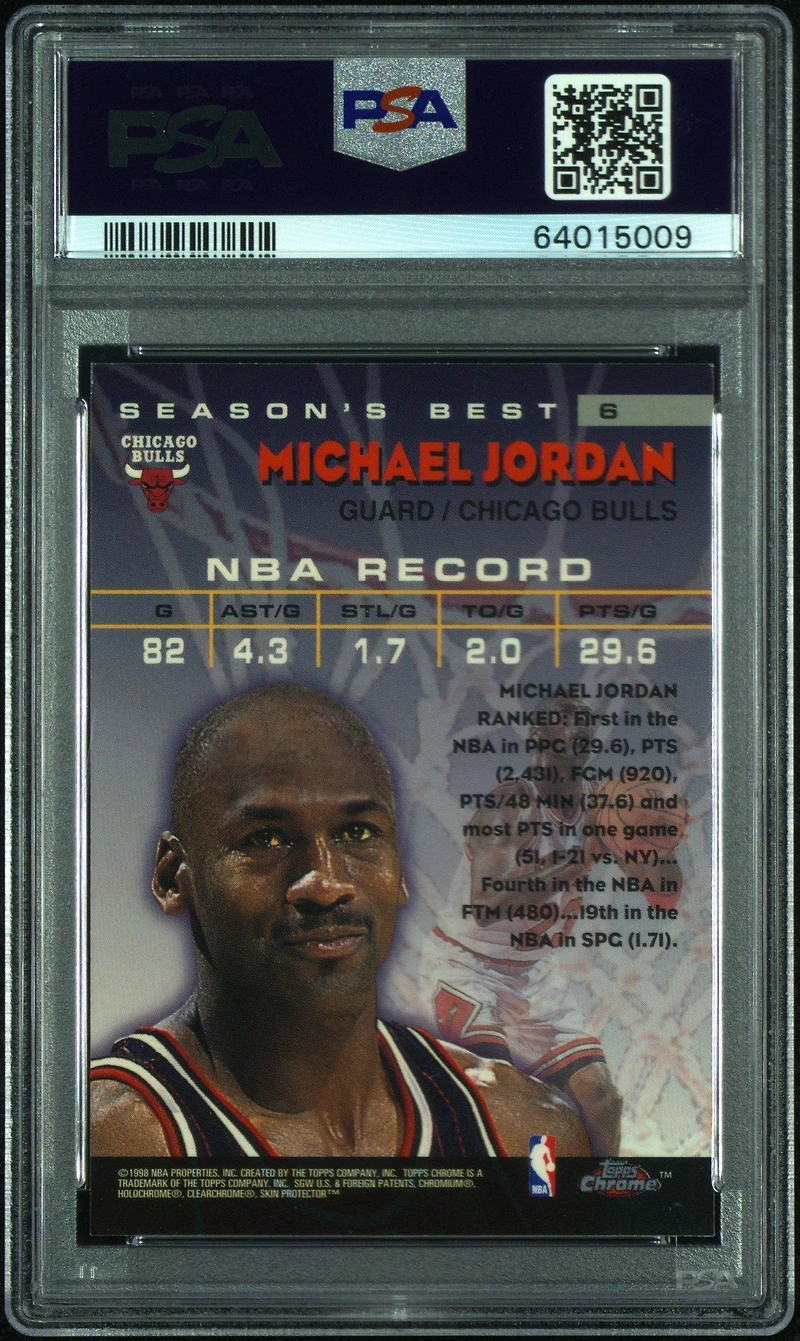 1997 Topps Chrome Season's Best 6 Michael Jordan PSA 8