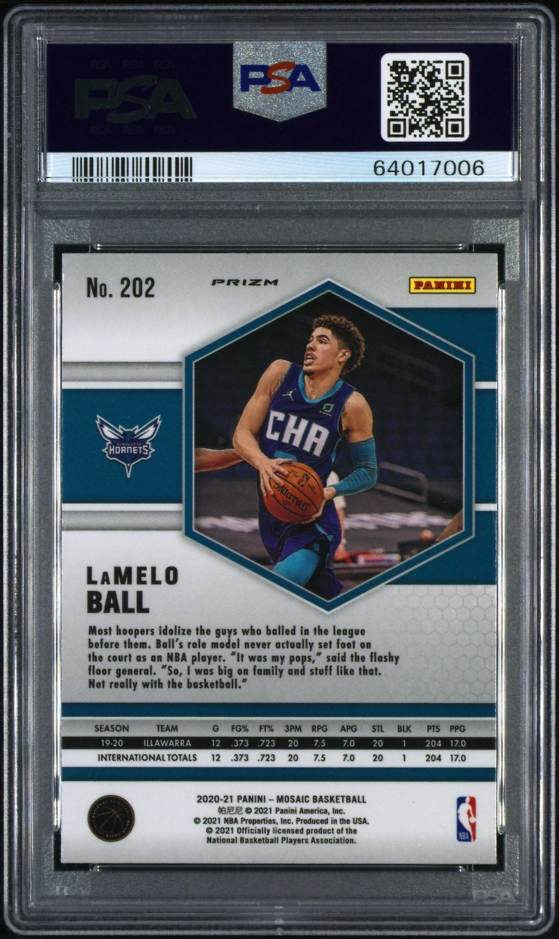 2020 Panini Mosaic 202 Lamelo Ball Red Wave PSA 10