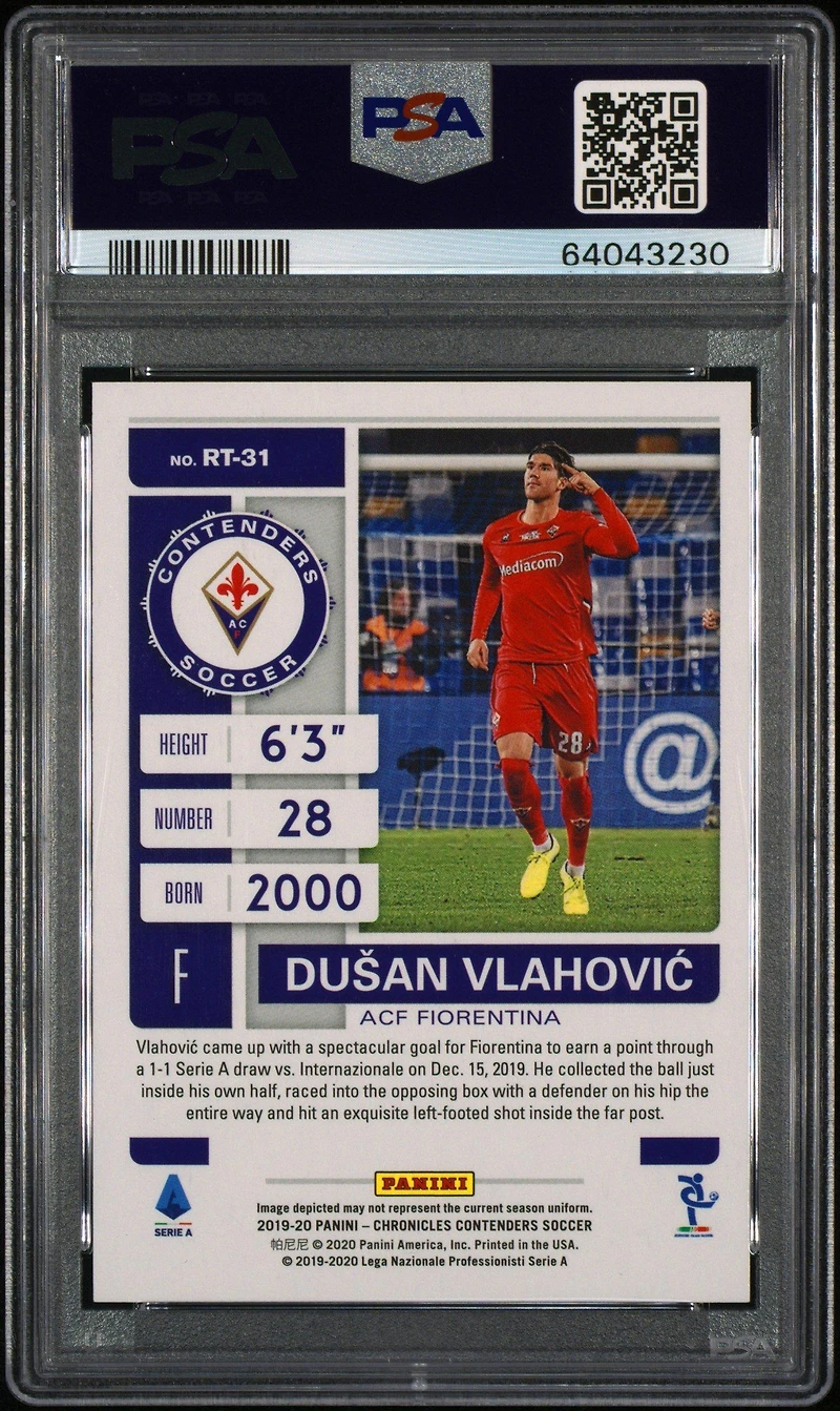 2019 Panini Chronicles Contenders Rookie Ticket Rt31 Dusan Vlahovic PSA 9