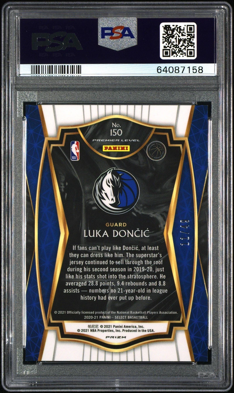 2020 Panini Select 150 Luka Doncic PSA 10
