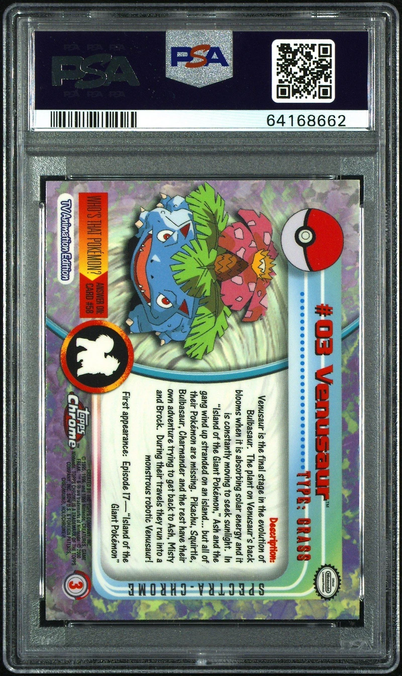 2000 Topps Chrome Pokemon T.v. 3 Venusaur Spectra PSA