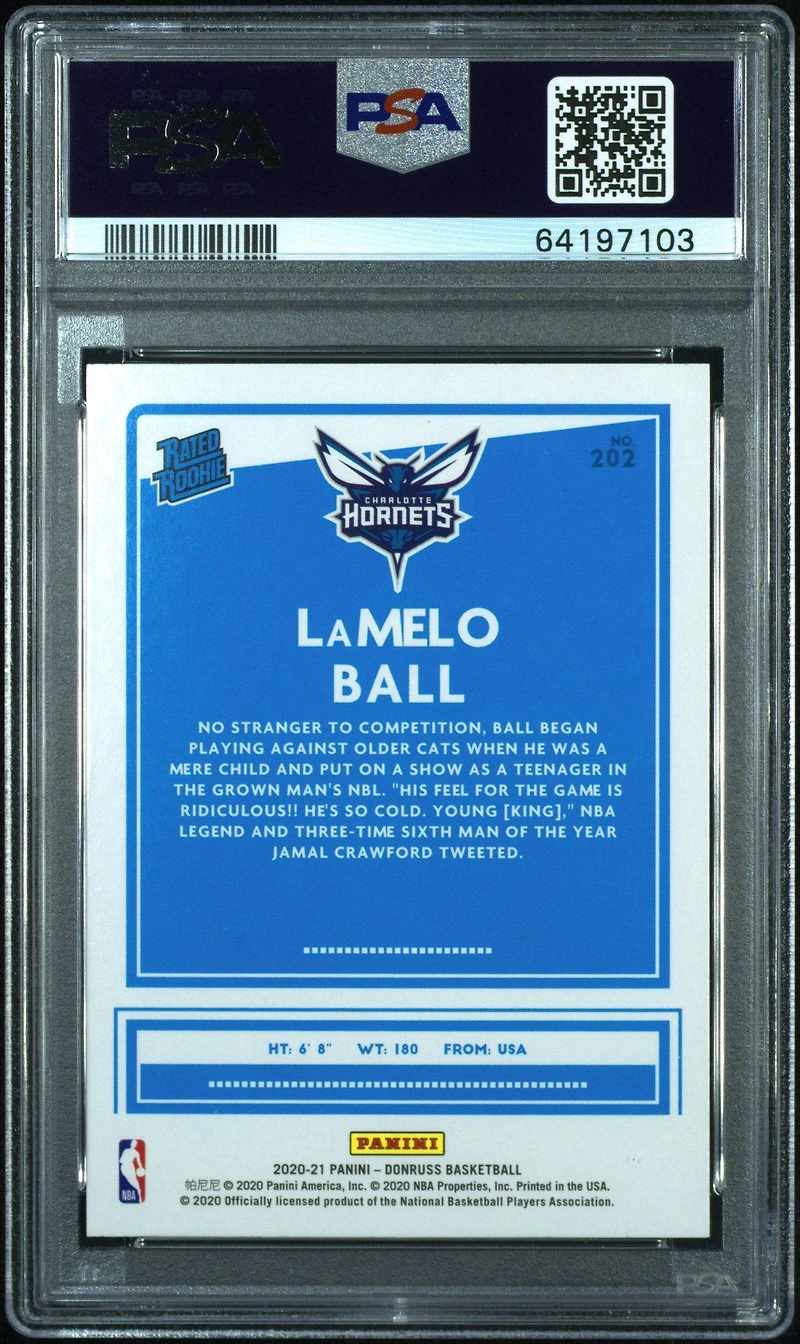2020 Panini Donruss 202 Lamelo Ball PSA 10