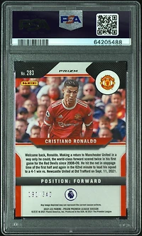 2021 Panini Prizm Premier League 283 Cristiano Ronaldo Blue Prizm PSA 10
