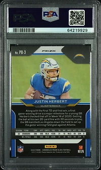 2020 Panini Chronicles Prizm Black Pb3 Justin Herbert PSA