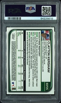 2008 Bowman Chrome Draft Bdp26 Clayton Kershaw Refractor PSA 9