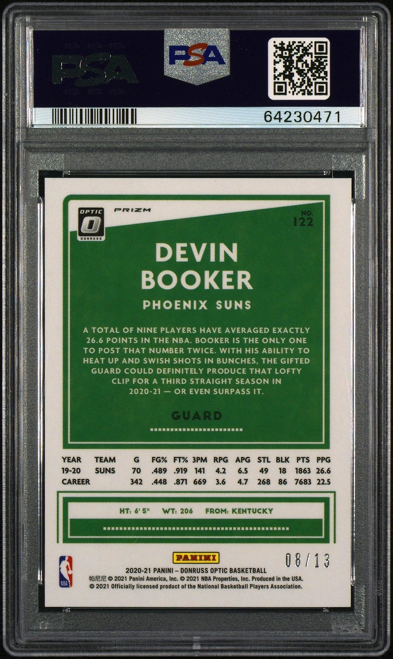 2020 Panini Donruss Optic 122 Devin Booker Purple Stars PSA 10