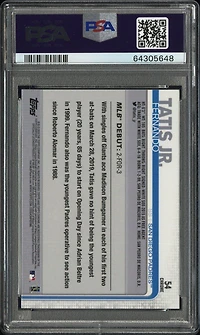 2019 Topps Chrome Update 54 Fernando Tatis Jr. Pink Refractor PSA 10